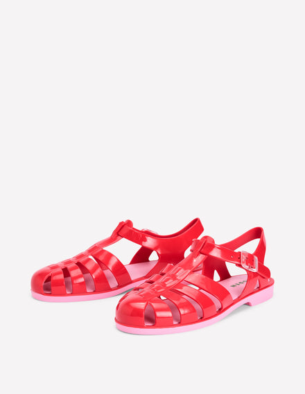 Jelly Shoe-Post Box Red/ Soft Pink