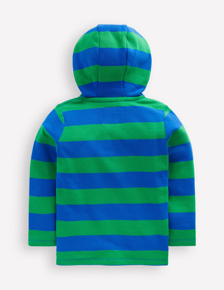 Button Down Hoodie-Sapling Green/ Kingfisher Blue