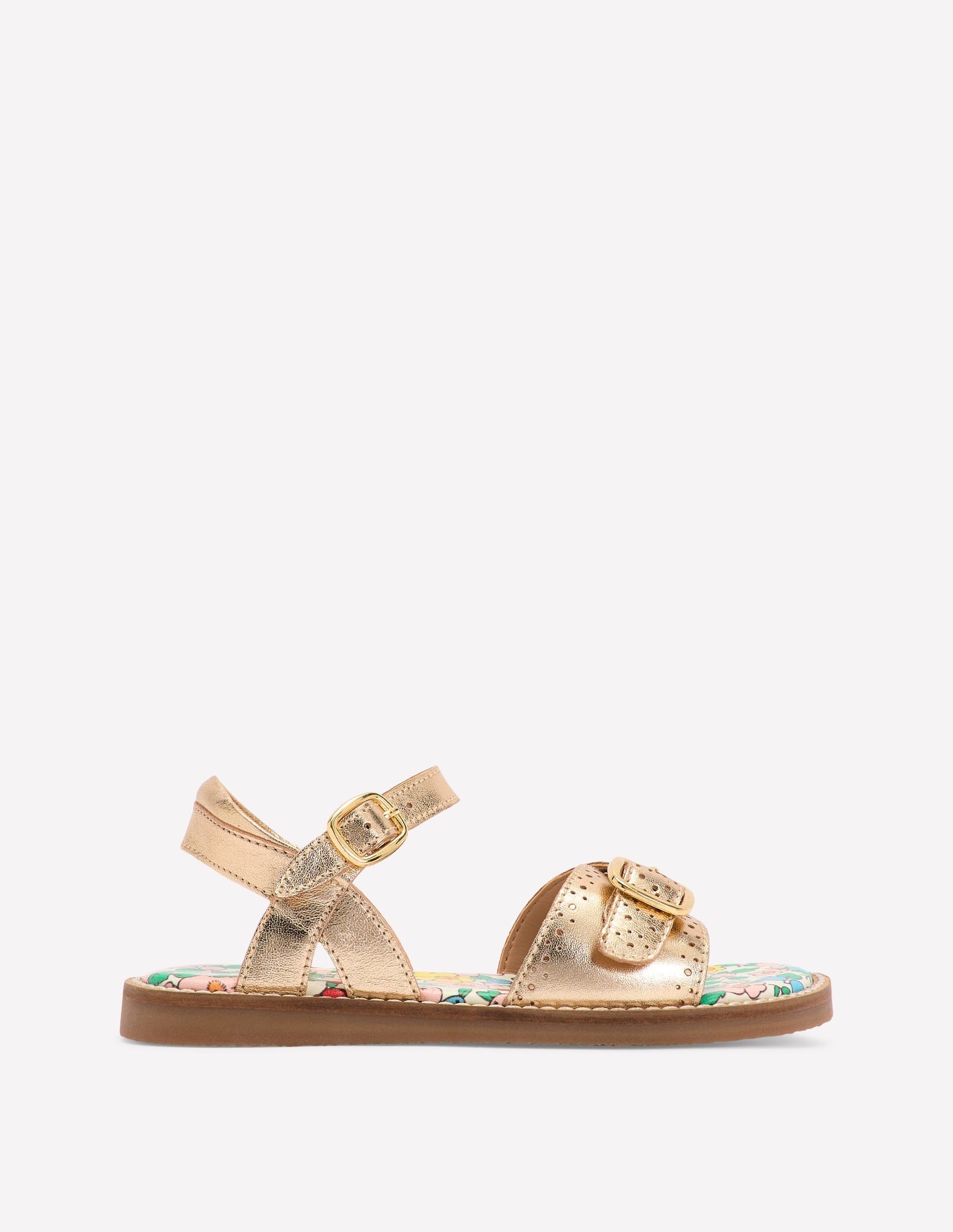 Leather Buckle Sandals-Gold