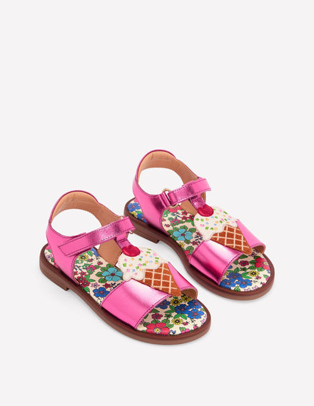 Fun Leather Sandals-Ice Cream