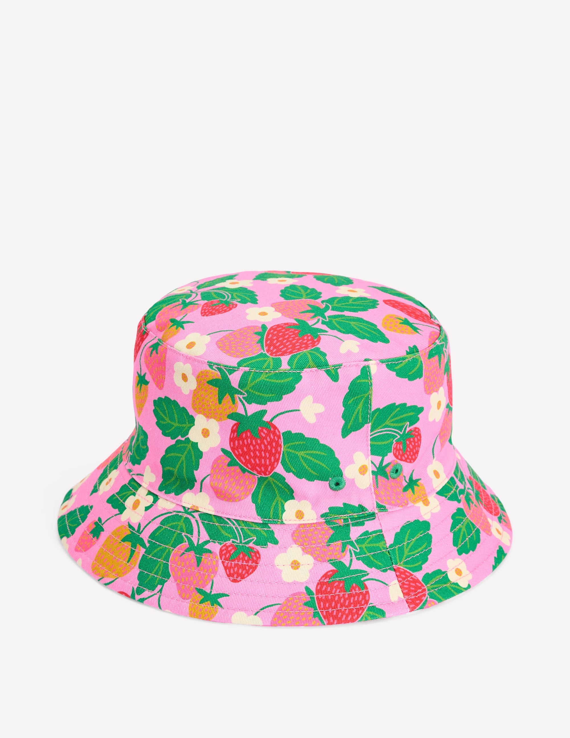 Reversible Bucket Hat-Pink Strawberry Gingham - Image 2