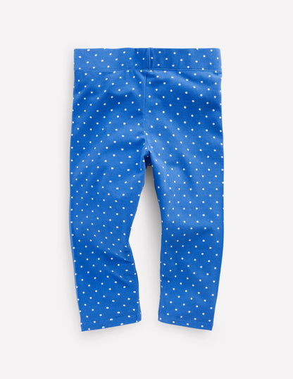 Fun Cropped Leggings-Kingfisher Blue Pin Spot