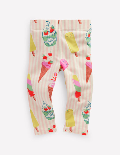 Fun Cropped Leggings-Pink Ice Cream Stripe