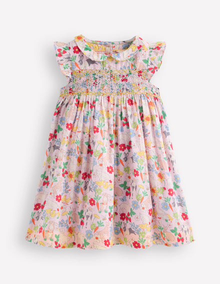 Adeline Smocked Dress-Lilac Spring Meadow