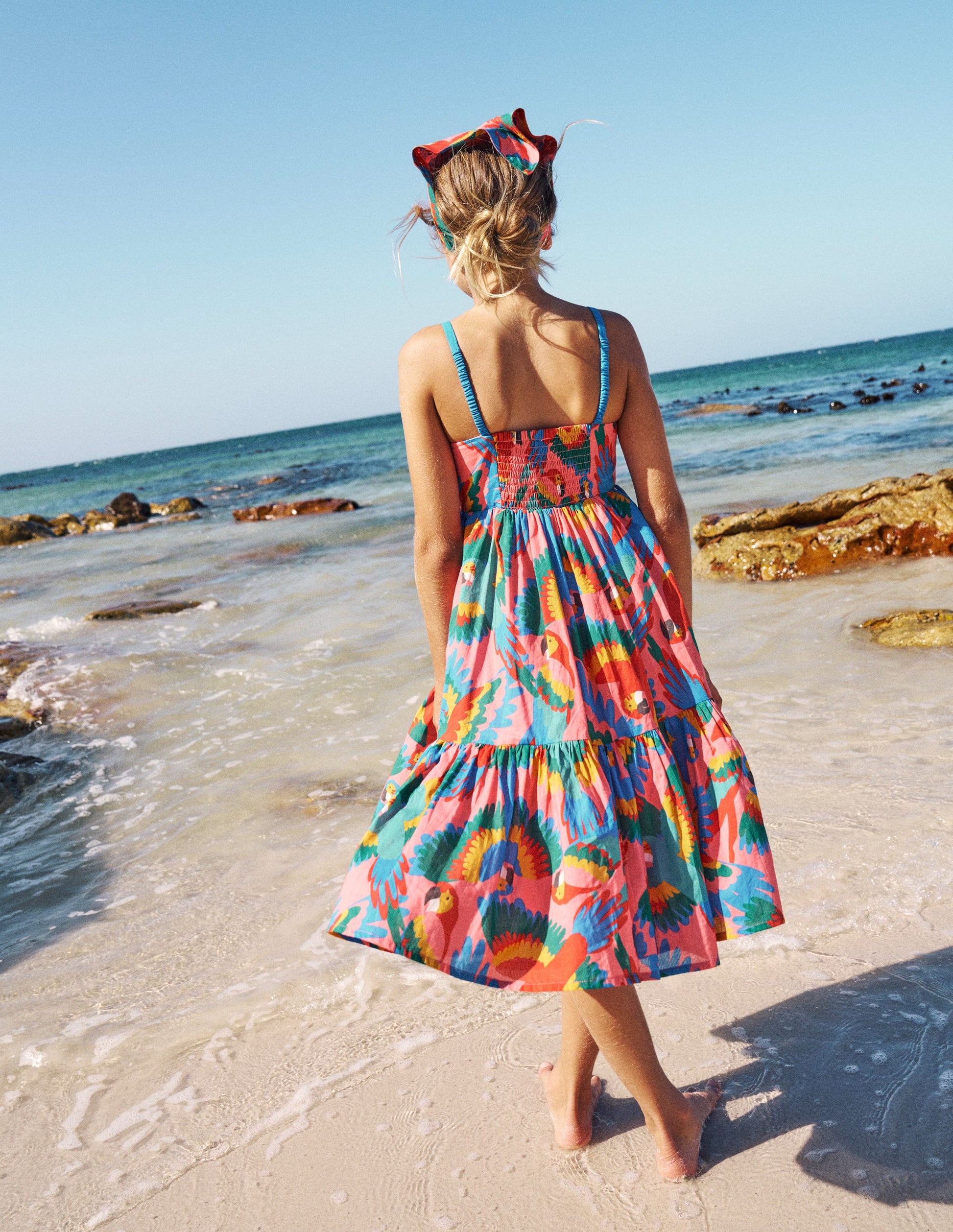 Aurelia Tiered Twirly Dress-Multi Rainbow Parrot-1