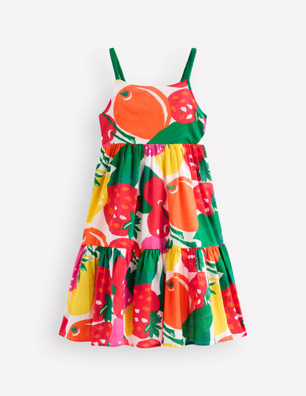 Aurelia Tiered Twirly Dress-Multi Giant Fruit