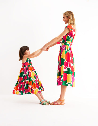 Aurelia Tiered Twirly Dress-Multi Giant Fruit