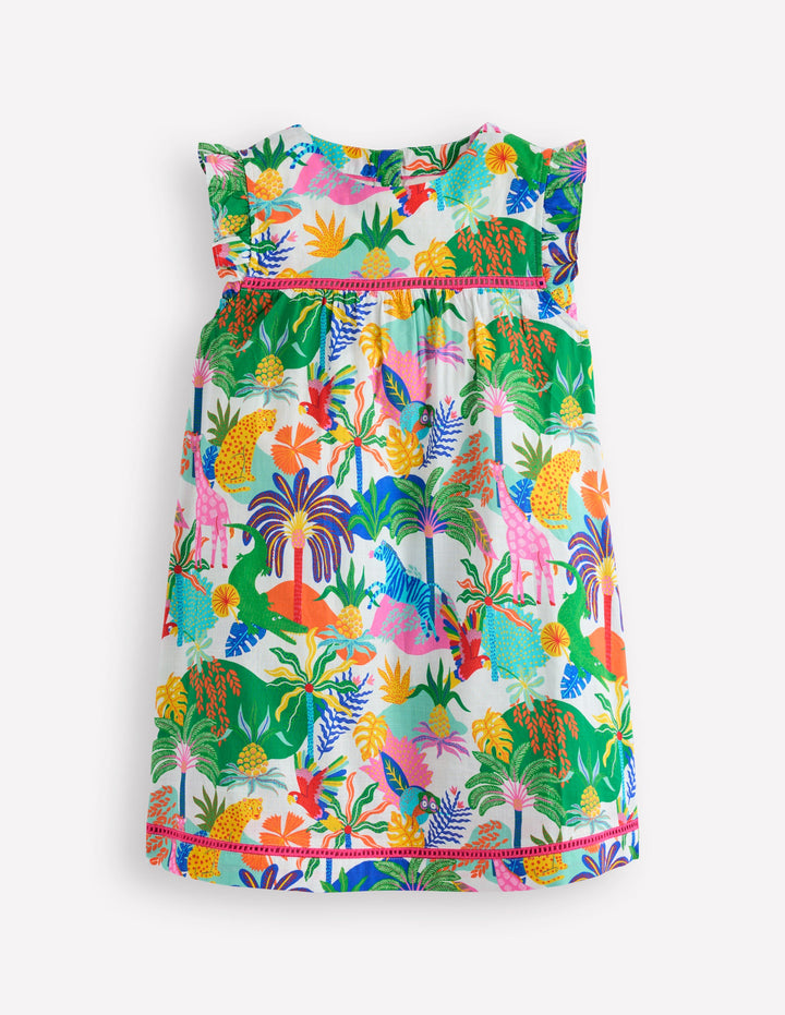 Celia Woven Holiday Dress-Soft Ivory Multi Jungle