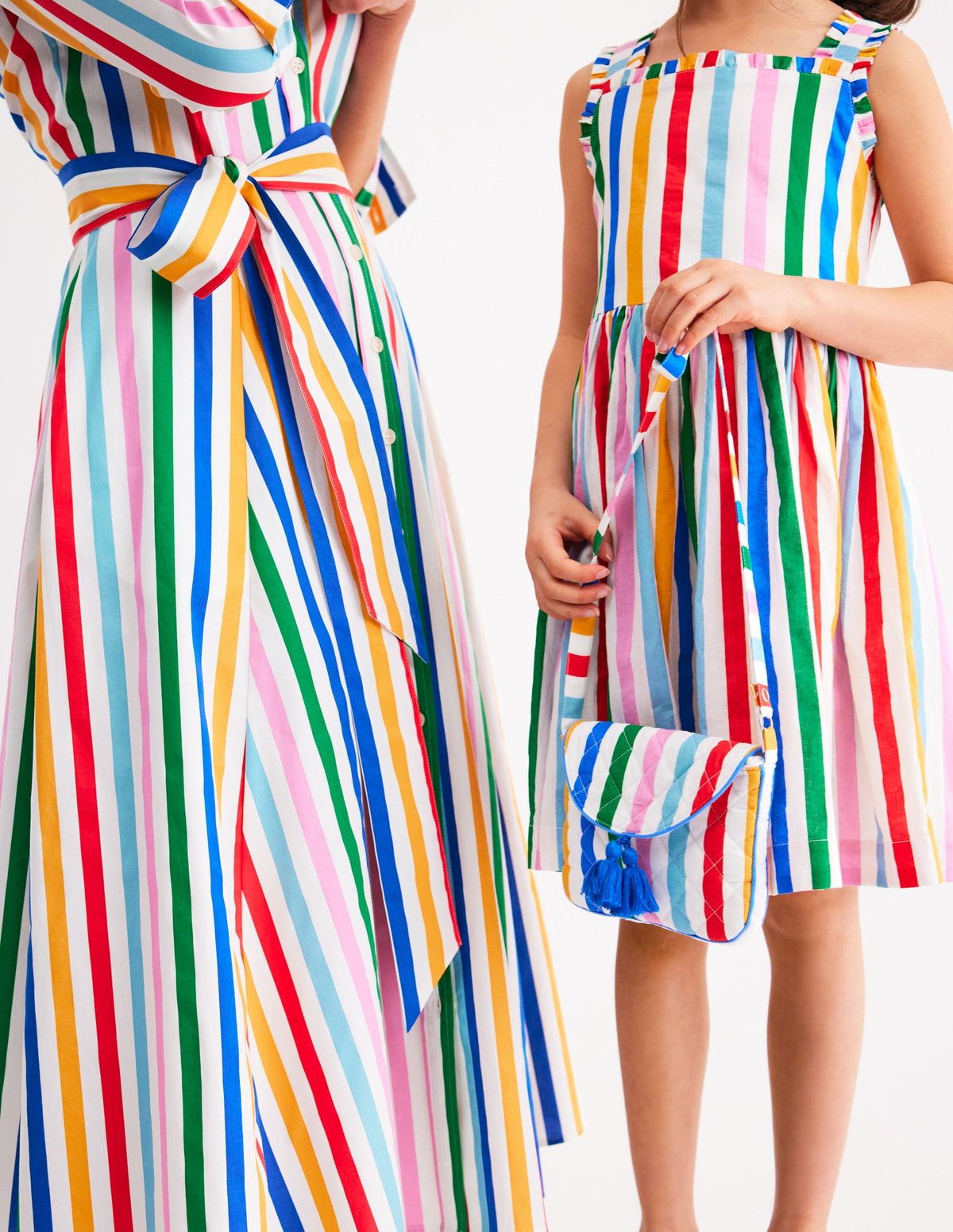 Luna Frill Strap Woven Dress-Multi Rainbow Stripe - Image 4