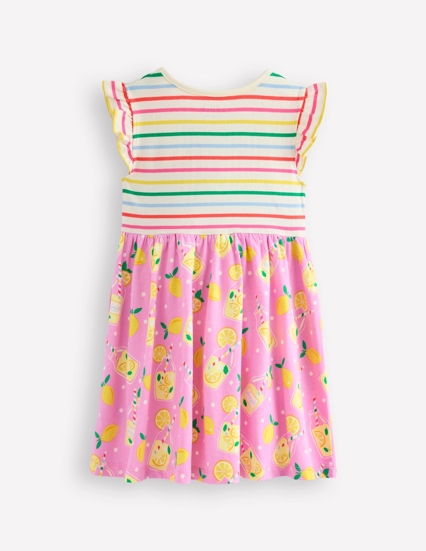 Frill Sleeve Jersey Dress-Chalk Pink Lemonade