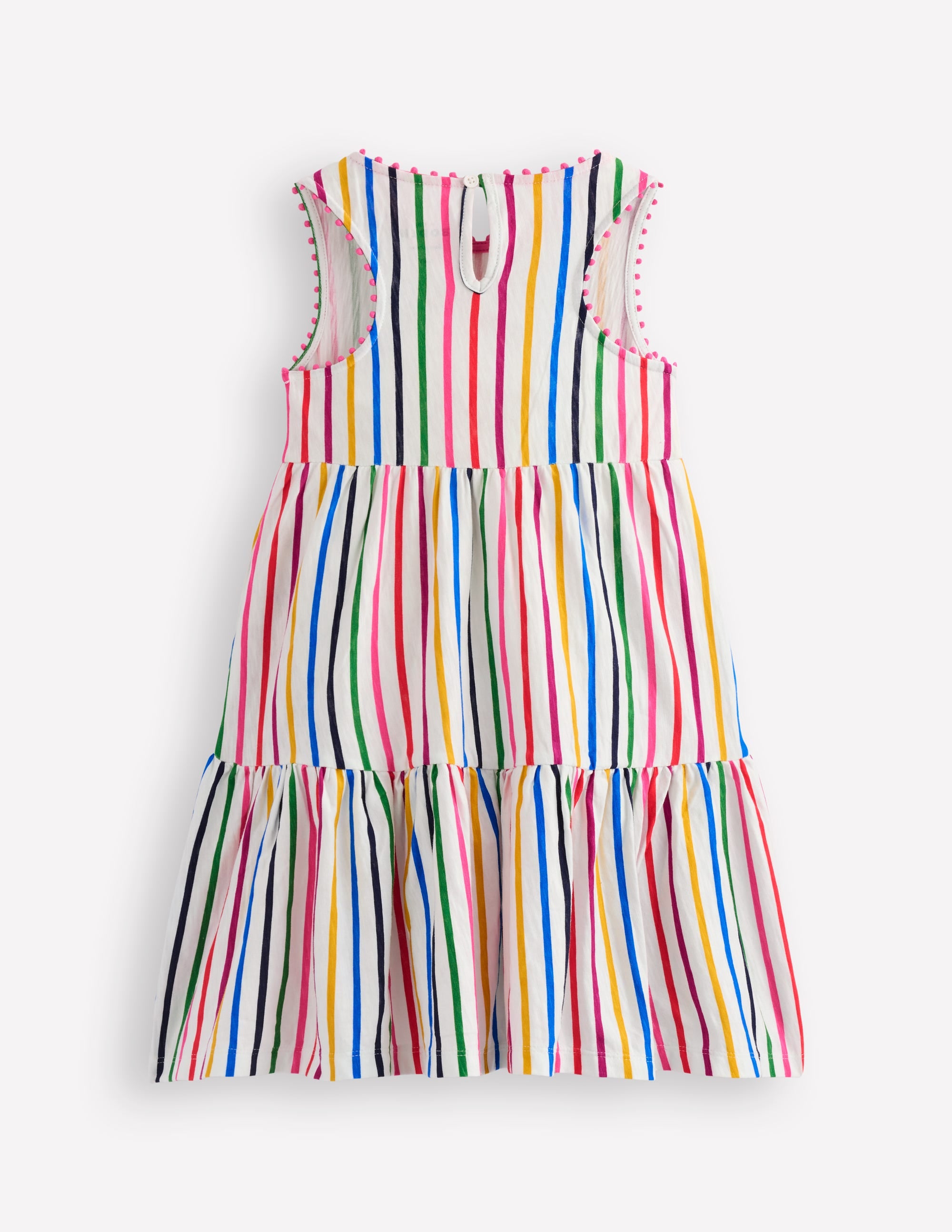 Ali Pom Trim Jersey Dress-Multi Stripe - Image 2