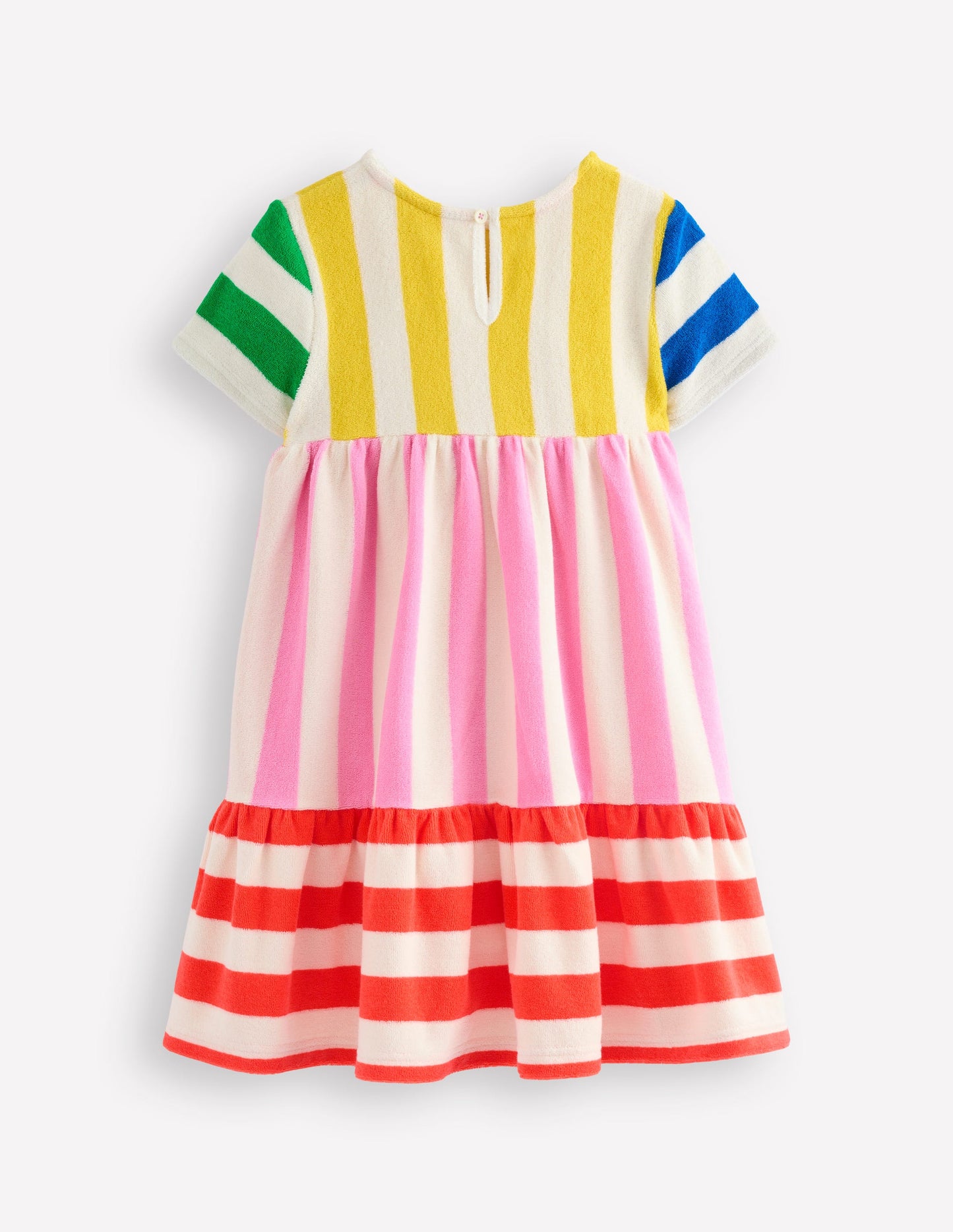 Tiered Towelling Dress-Hotchpotch Multi Stripe