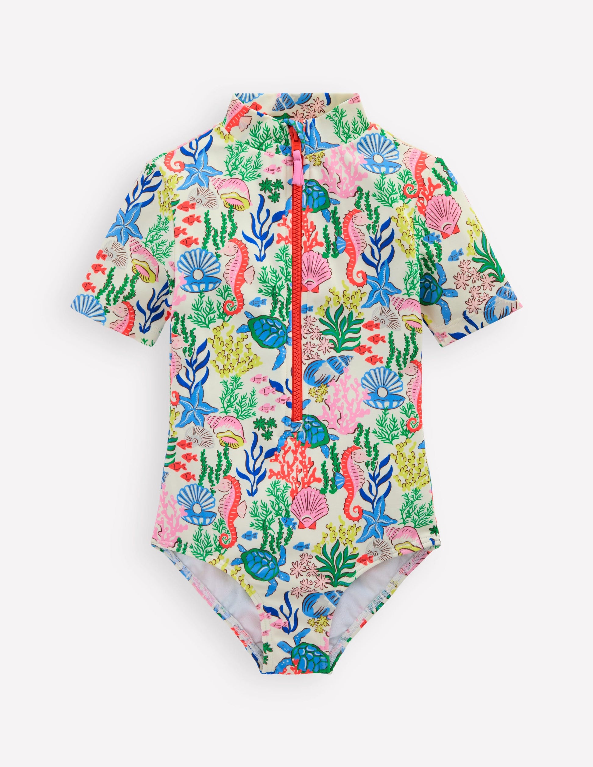Short-sleeved Swimsuit-Multi Coral Cove-1