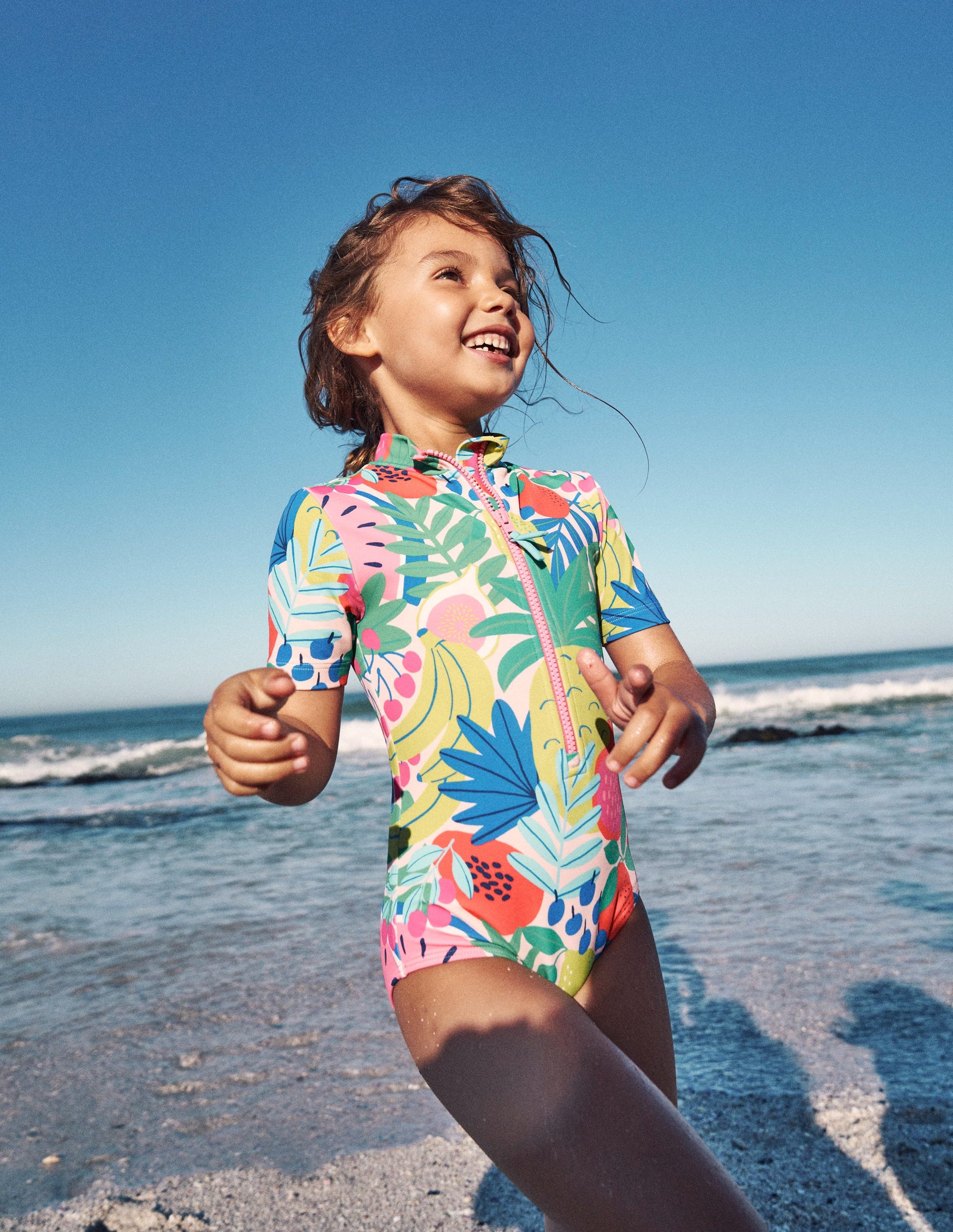 Short-sleeved Swimsuit-Multi Tropical Fruit-1