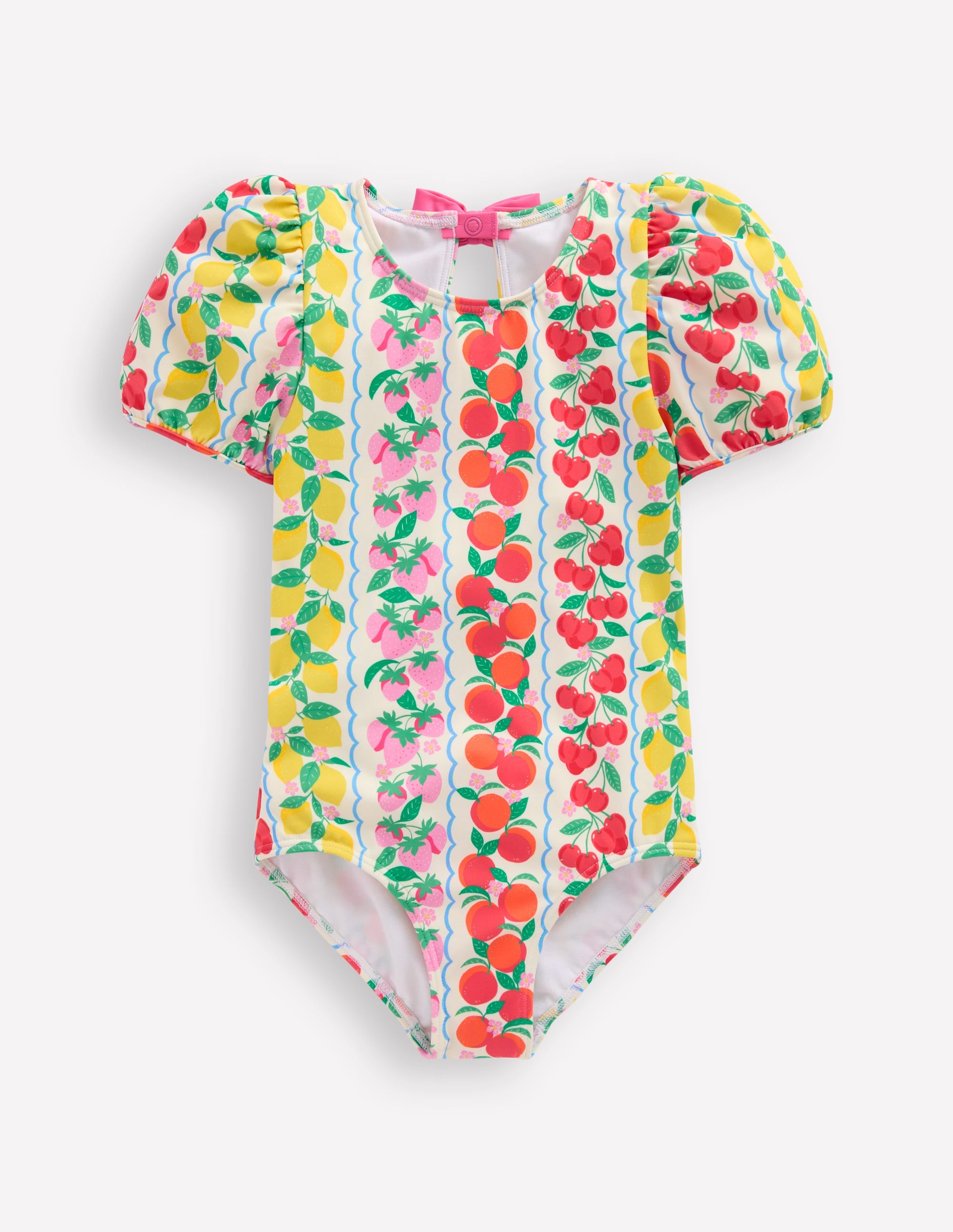 Sandy Puff Sleeve Swimsuit-Rainbow Fruit Stripe - Image 1