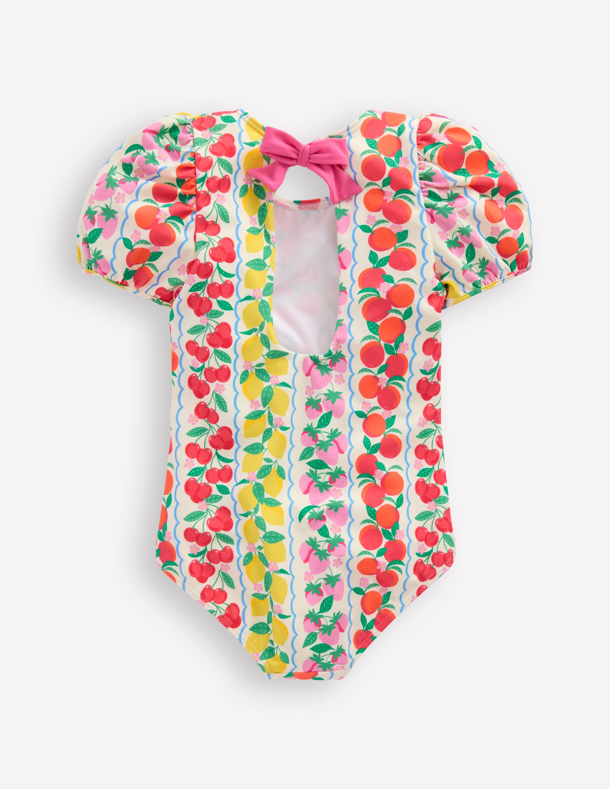 Sandy Puff Sleeve Swimsuit-Rainbow Fruit Stripe - Image 2