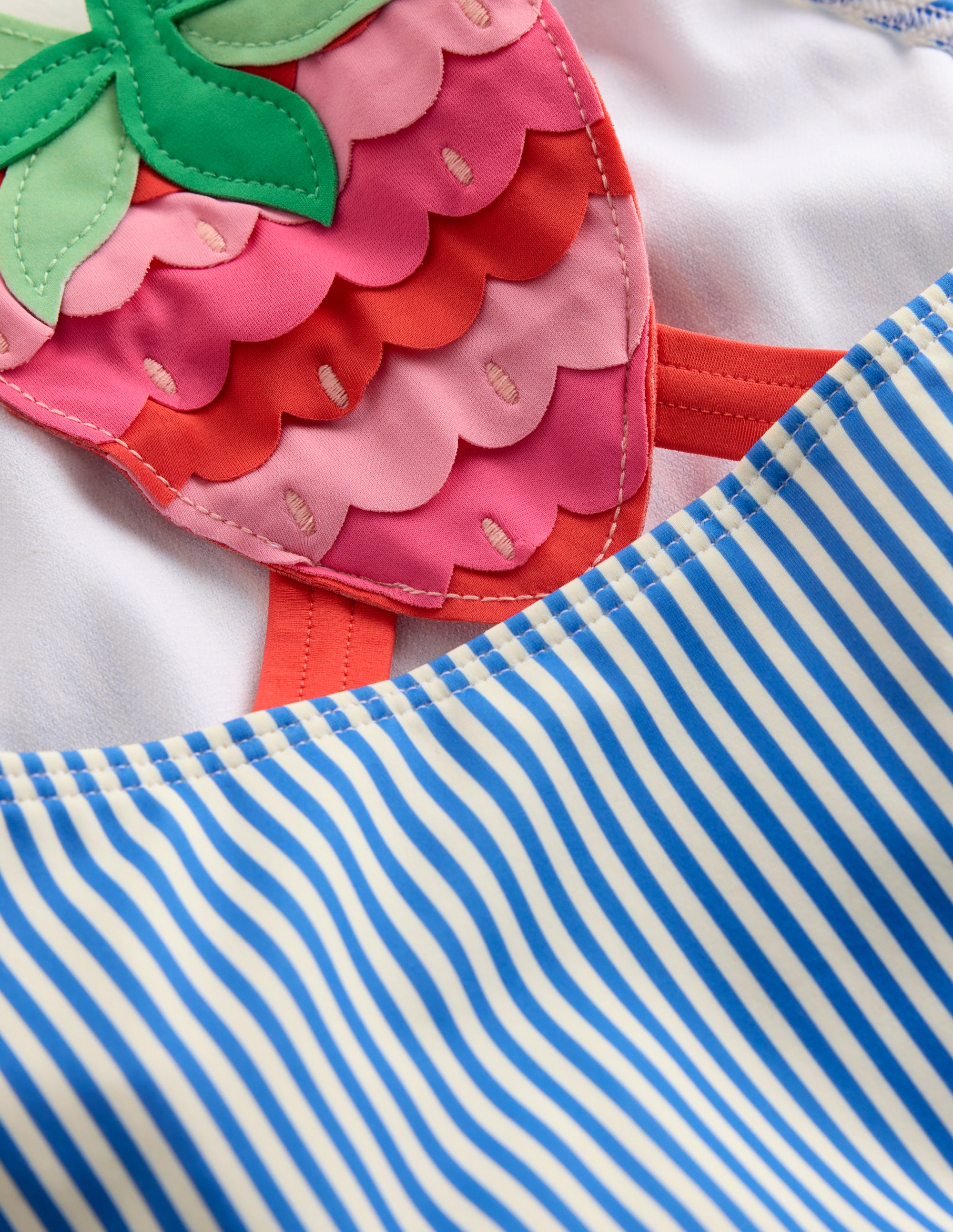 Applique Back Swimsuit-Blue Strawberry - Image 3