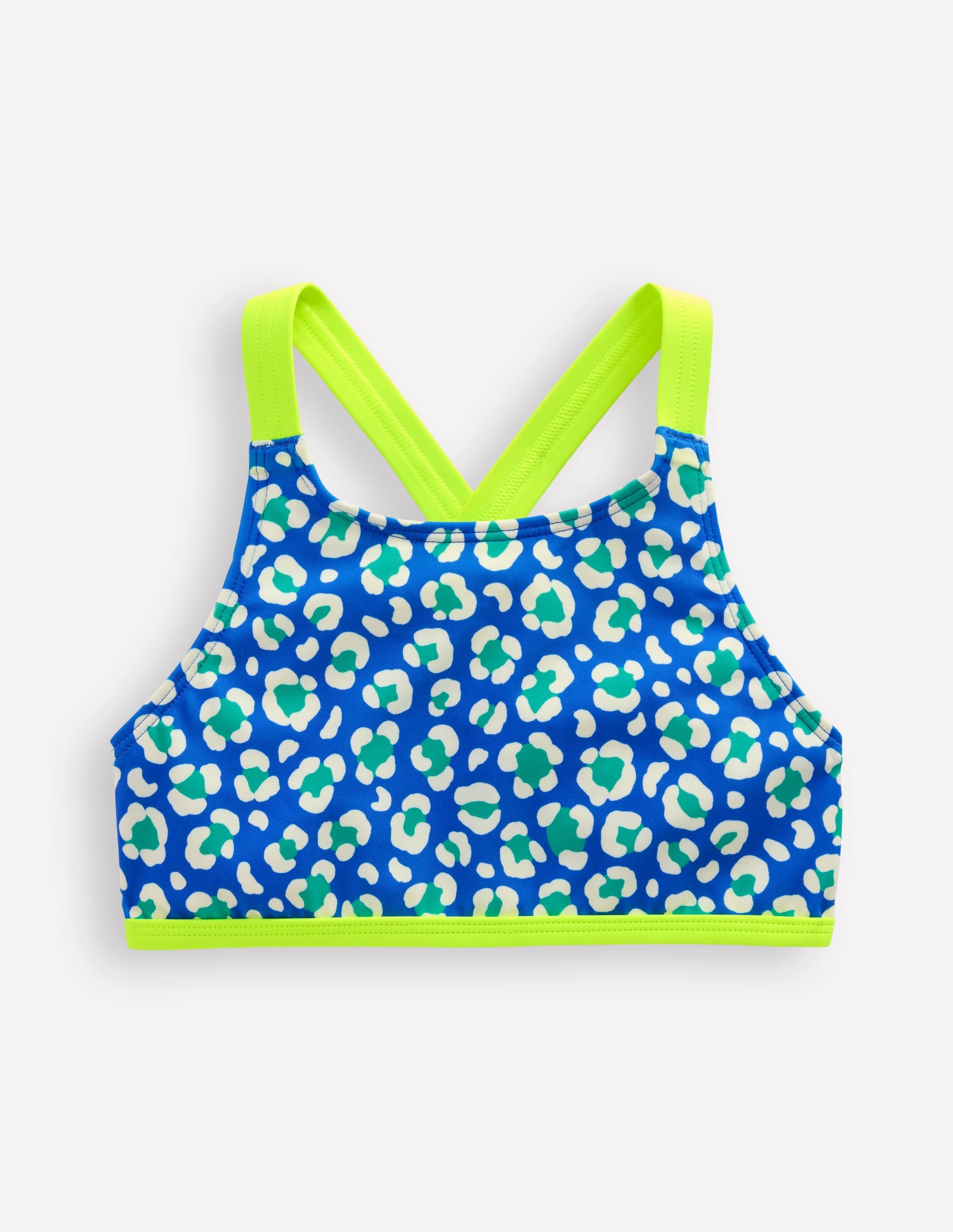 Cross-back Bikini Top-Aquamarine Leopard - Image 1