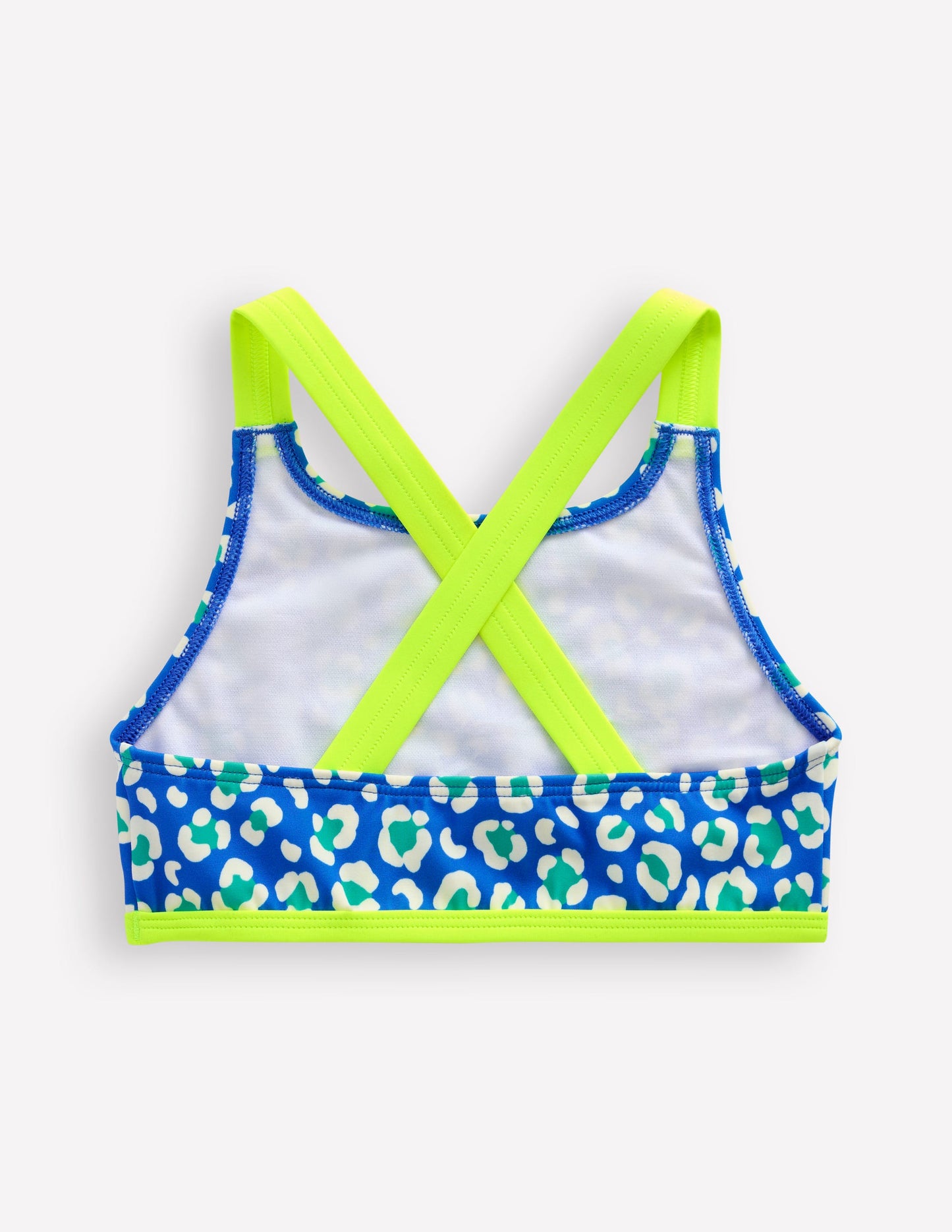 Cross-back Bikini Top-Aquamarine Leopard