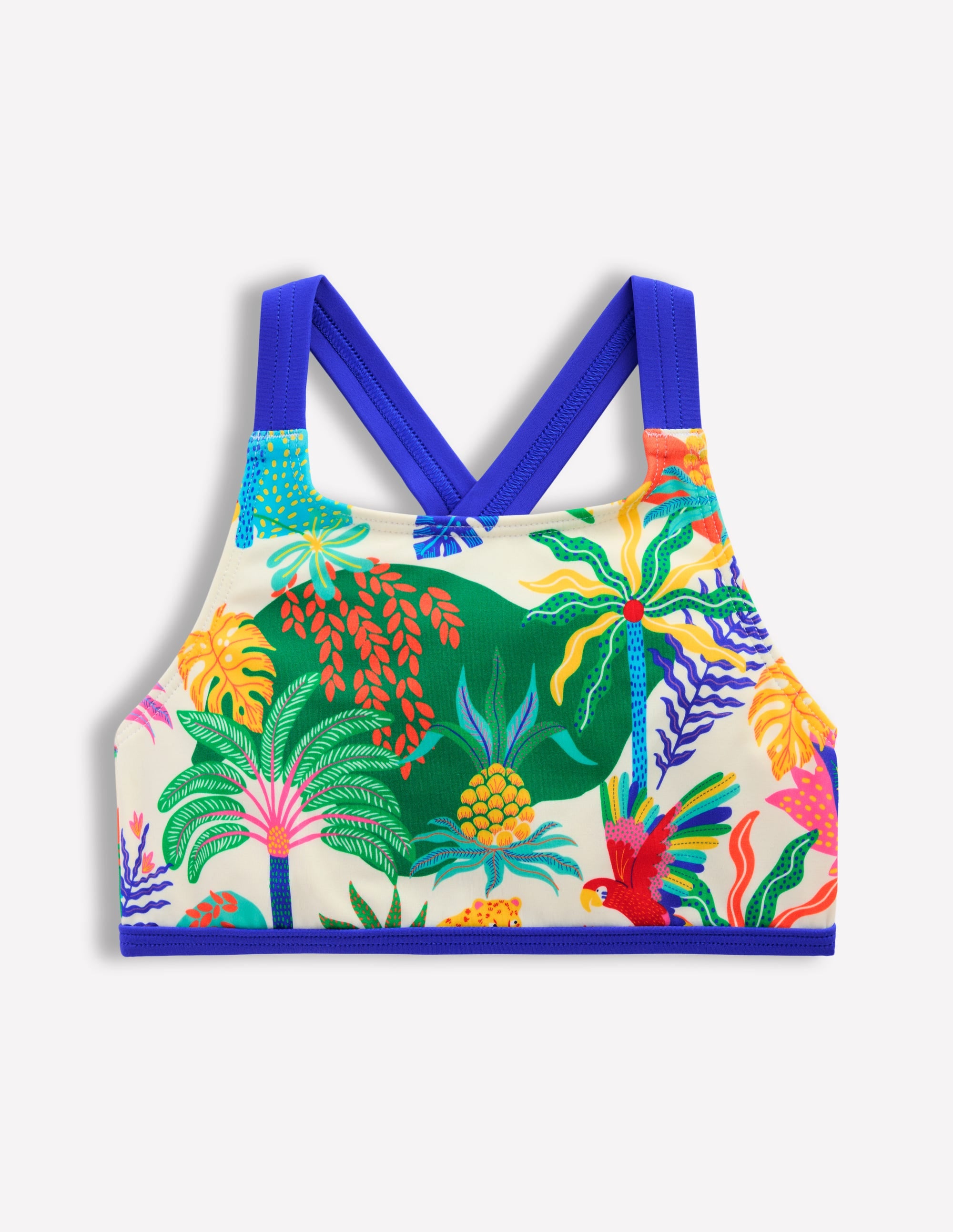 Cross-back Bikini Top-Soft Ivory Multi Jungle - Image 1