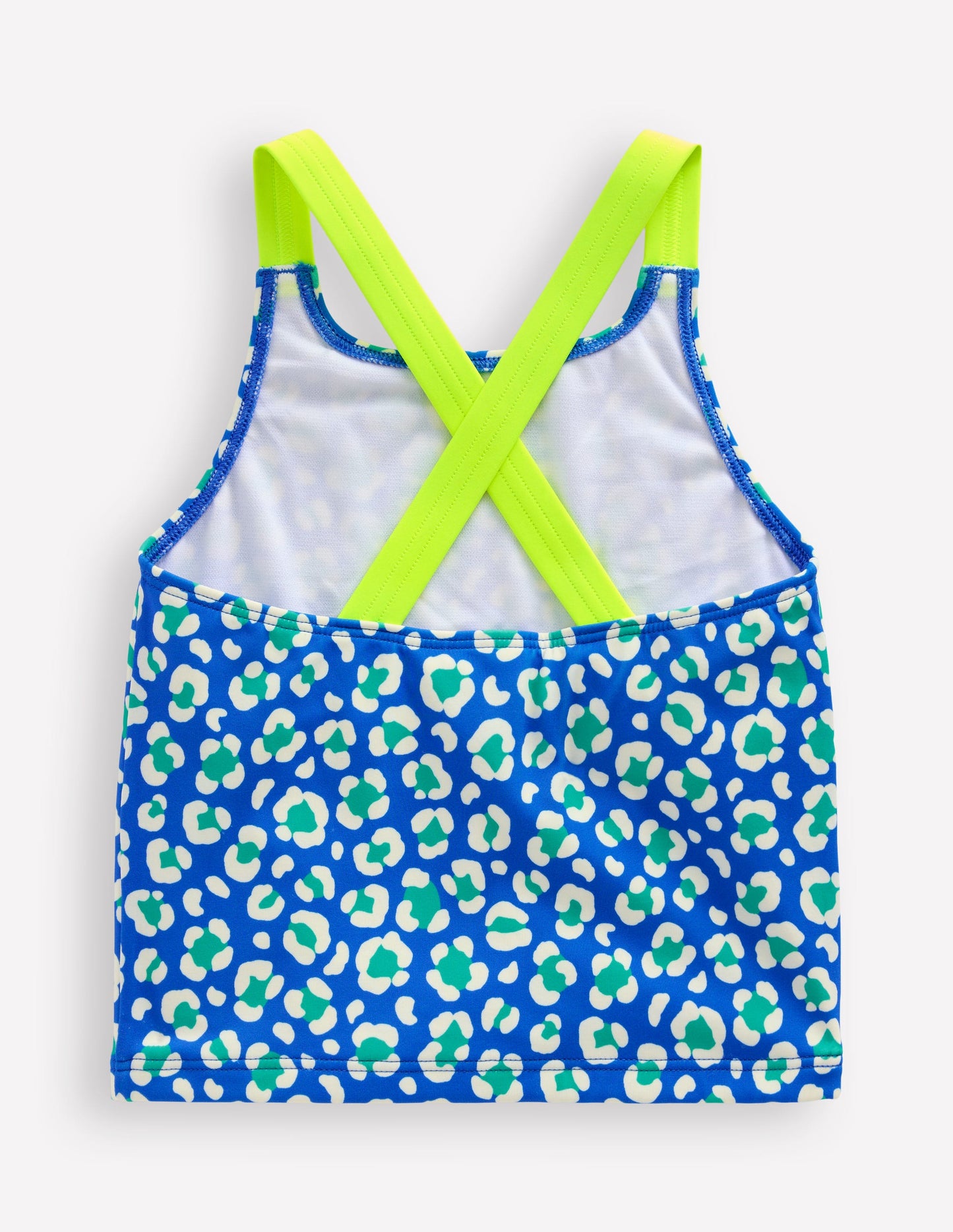 Cross-Back Tankini Top-Aquamarine Leopard