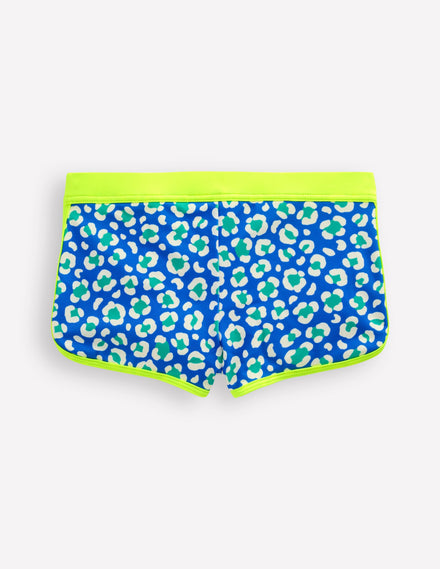 Patterned Swim Shorts-Aquamarine Leopard