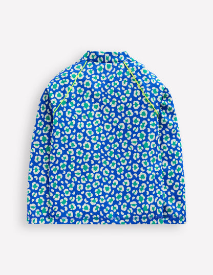 Sunsafe Patterned Rash Vest-Aquamarine Leopard