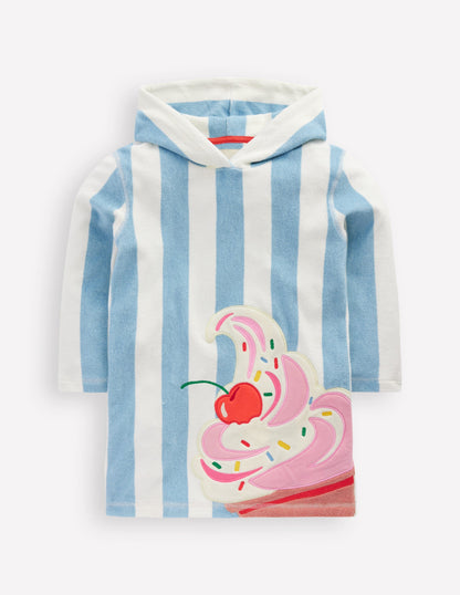 Mara Towelling Throw-On-Blue Ice Cream Stripe