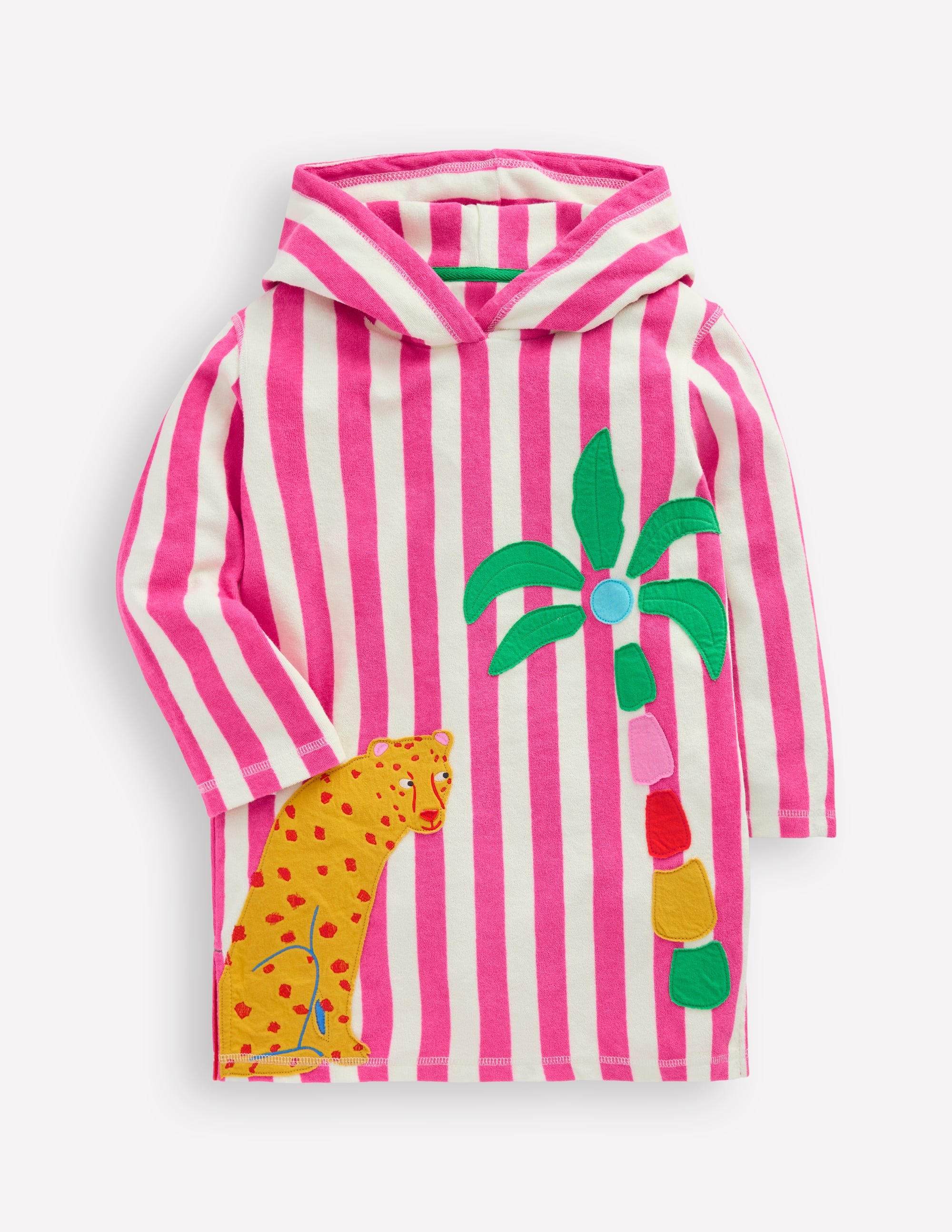 Mara Towelling Throw-On-Sorbet Pink Palm Tree Stripe - Image 1