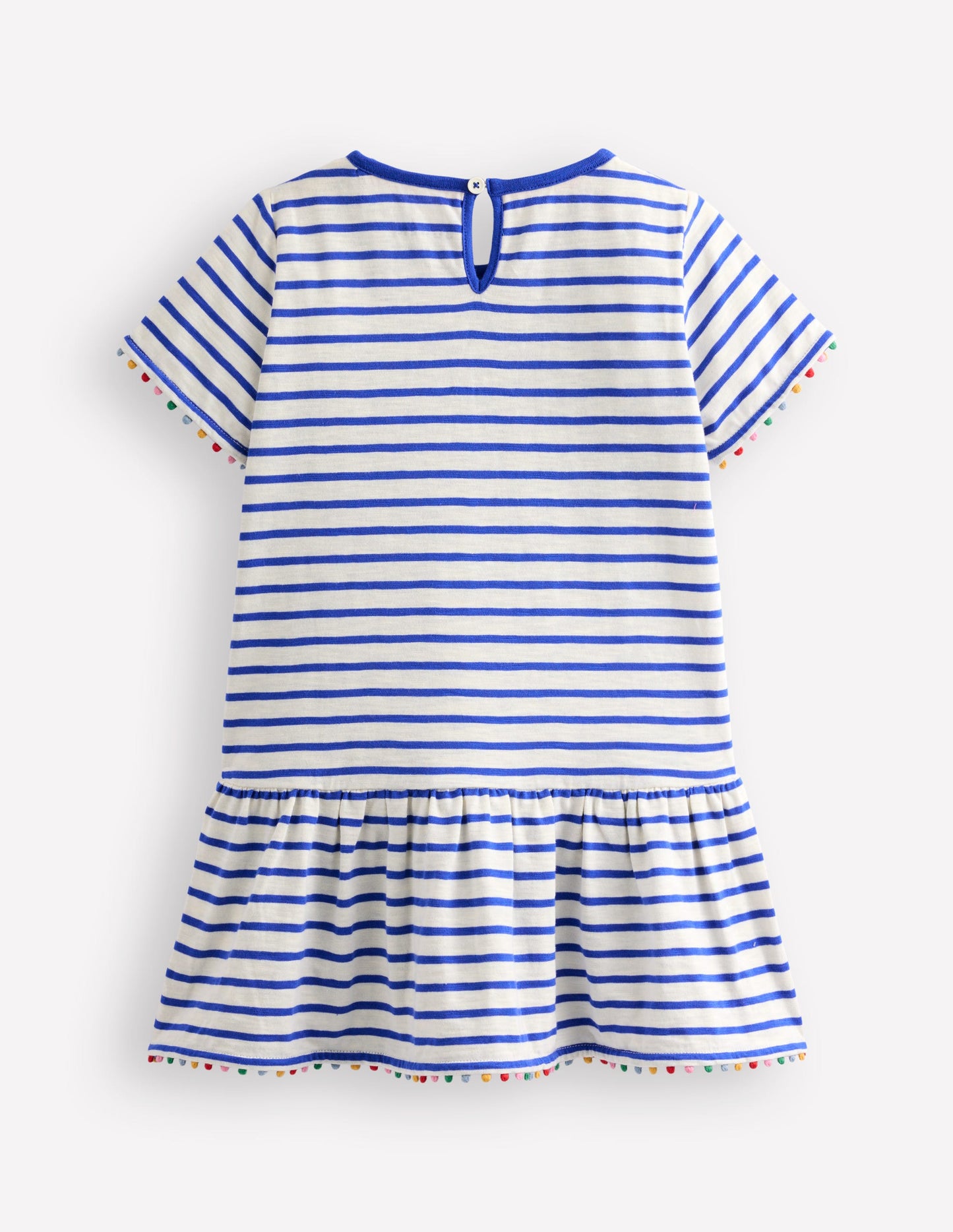 Dropped Waist Pom Tunic-Orion Blue/ Ivory