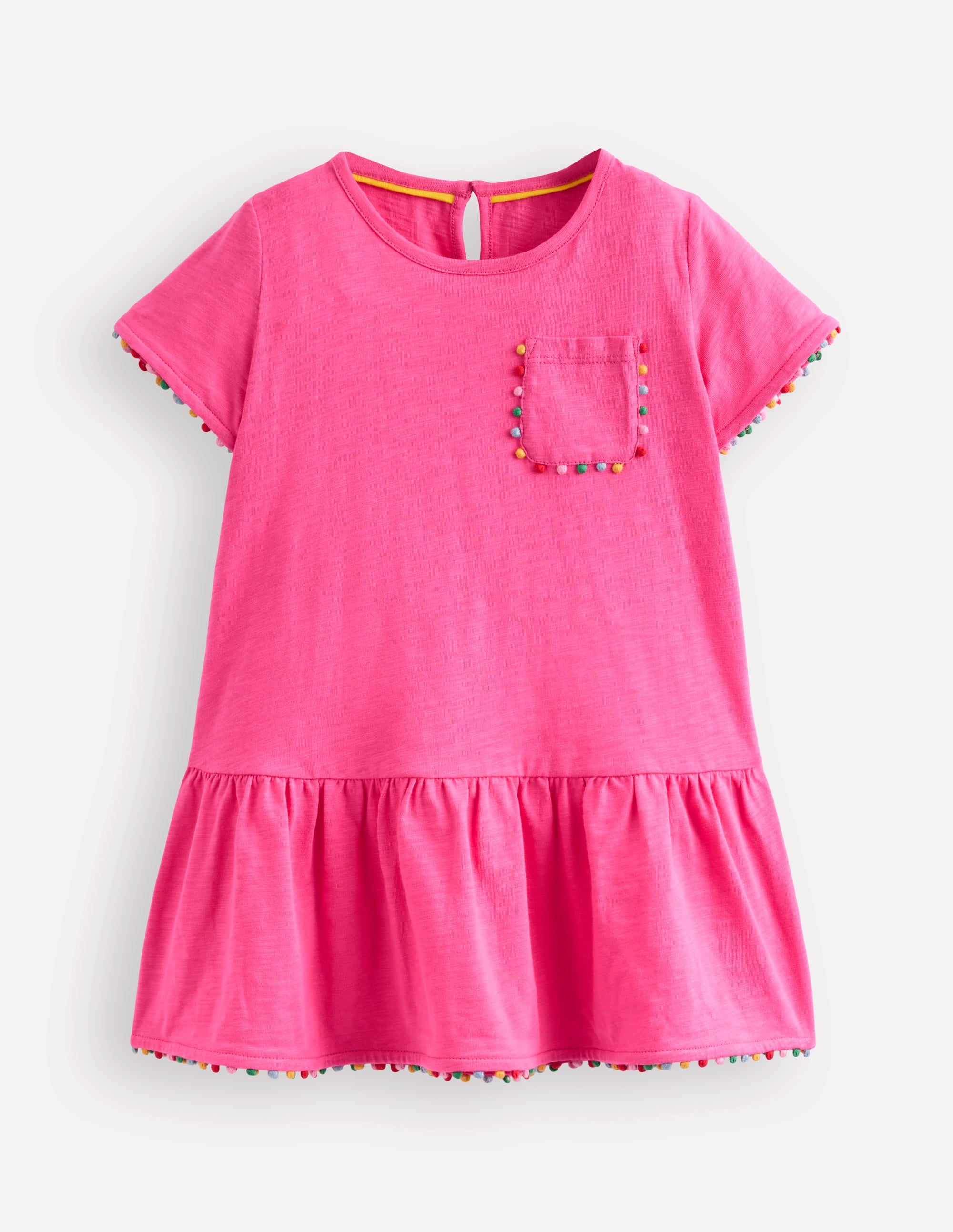 Dropped Waist Pom Tunic-Flamingo Pink - Image 1