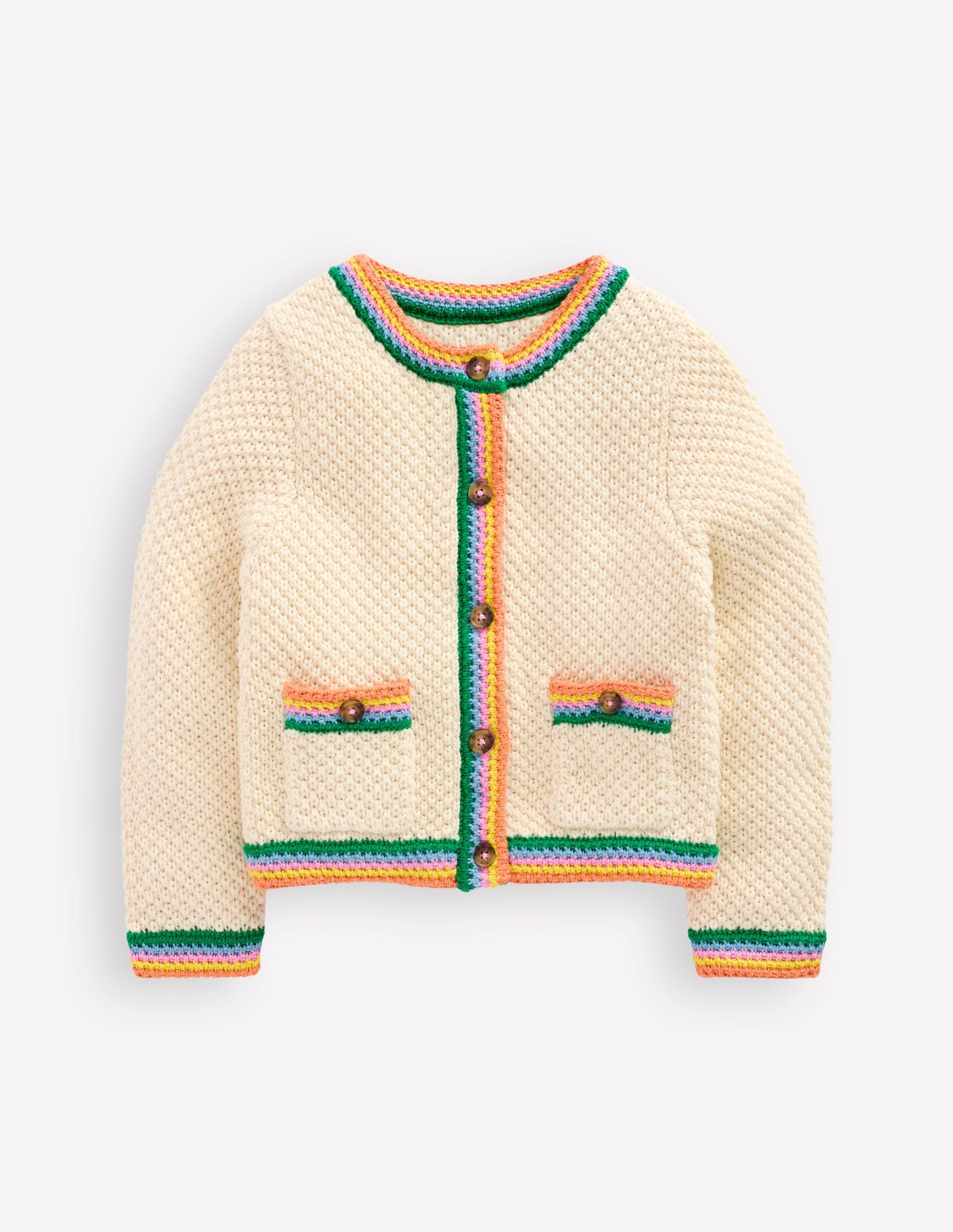 Libby Cotton Knitted Jacket-Ivory Rainbow