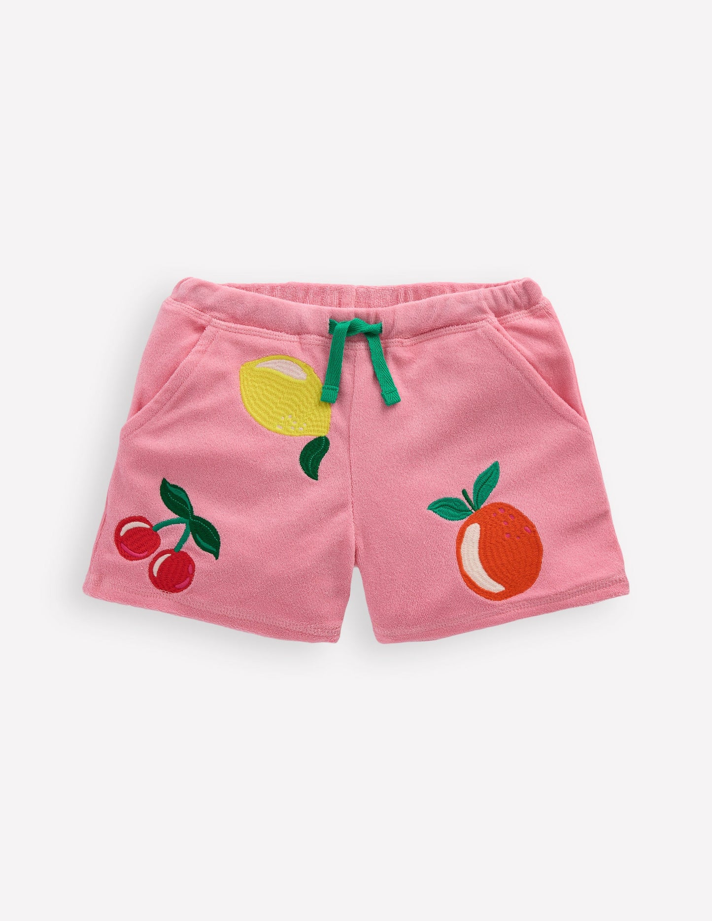 Printed Towelling Short-Chalk Pink Applique Fruit