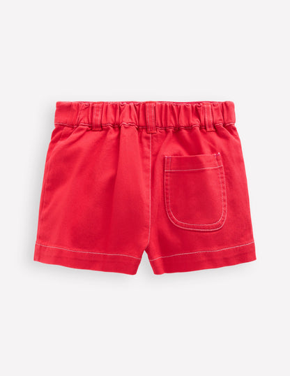 Patch Pocket Shorts-Red