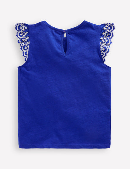 Margaret Broderie Frill Tee-Orion Blue