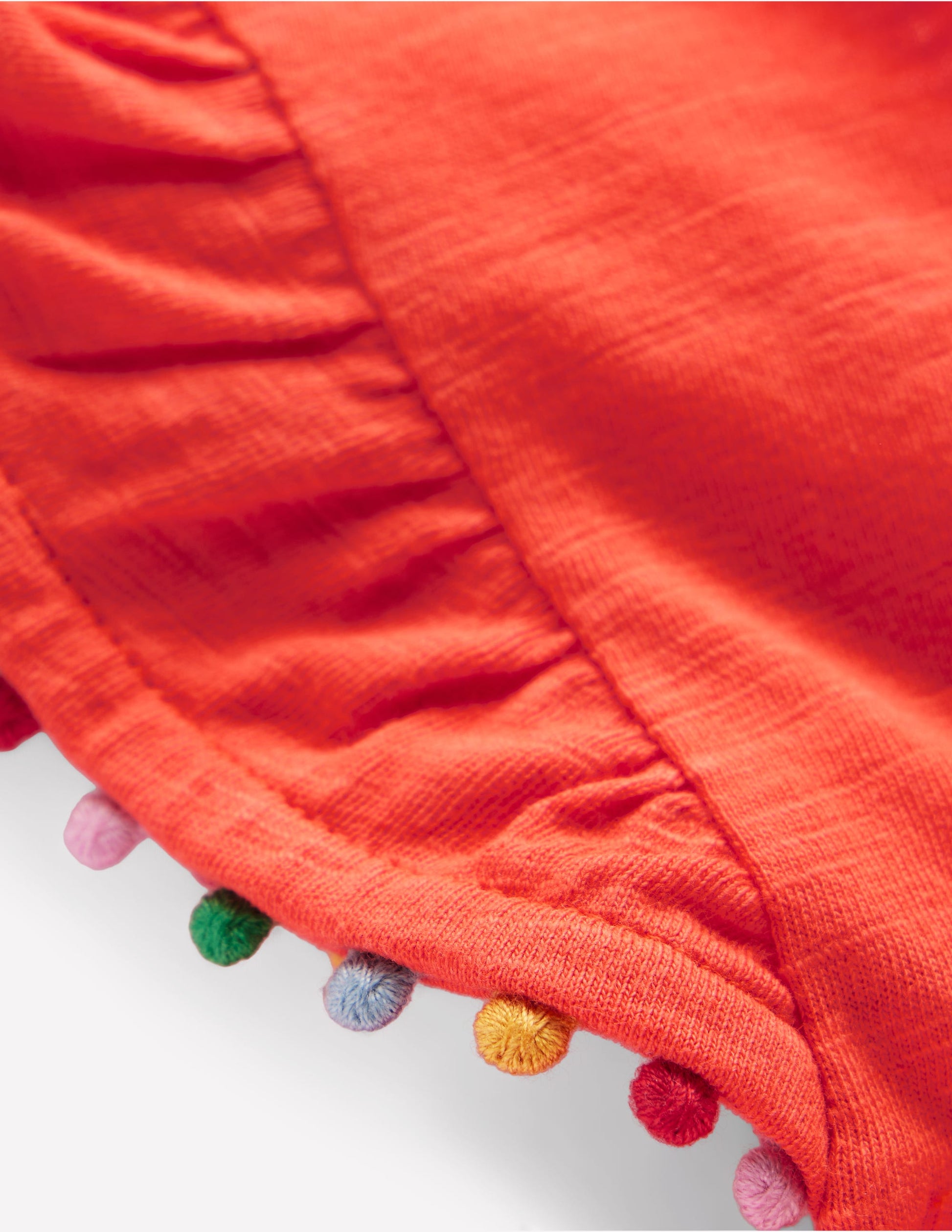 Frill Sleeve Pom Top-Coral Orange-3