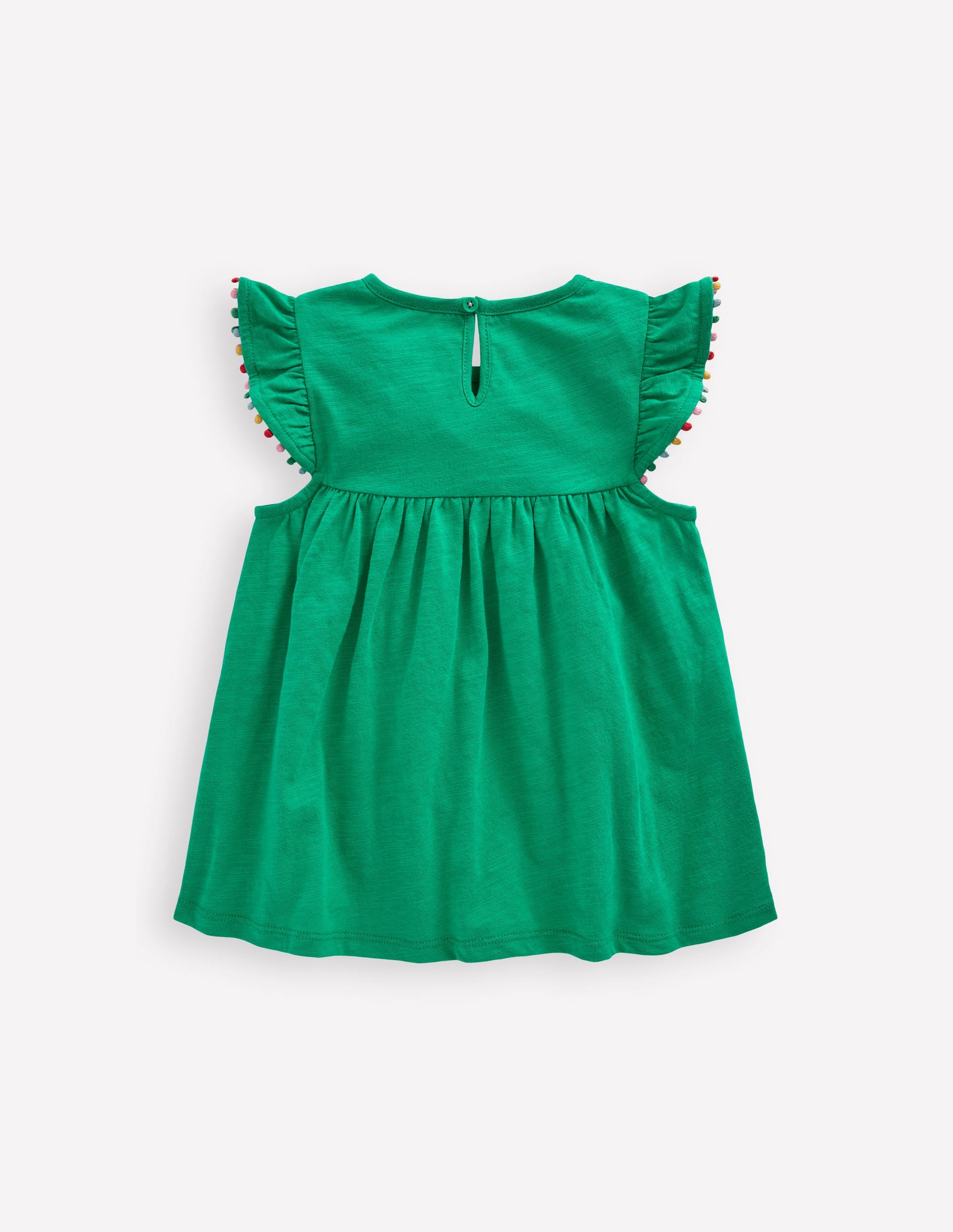 Frill Sleeve Pom Top-Bright Emerald-2