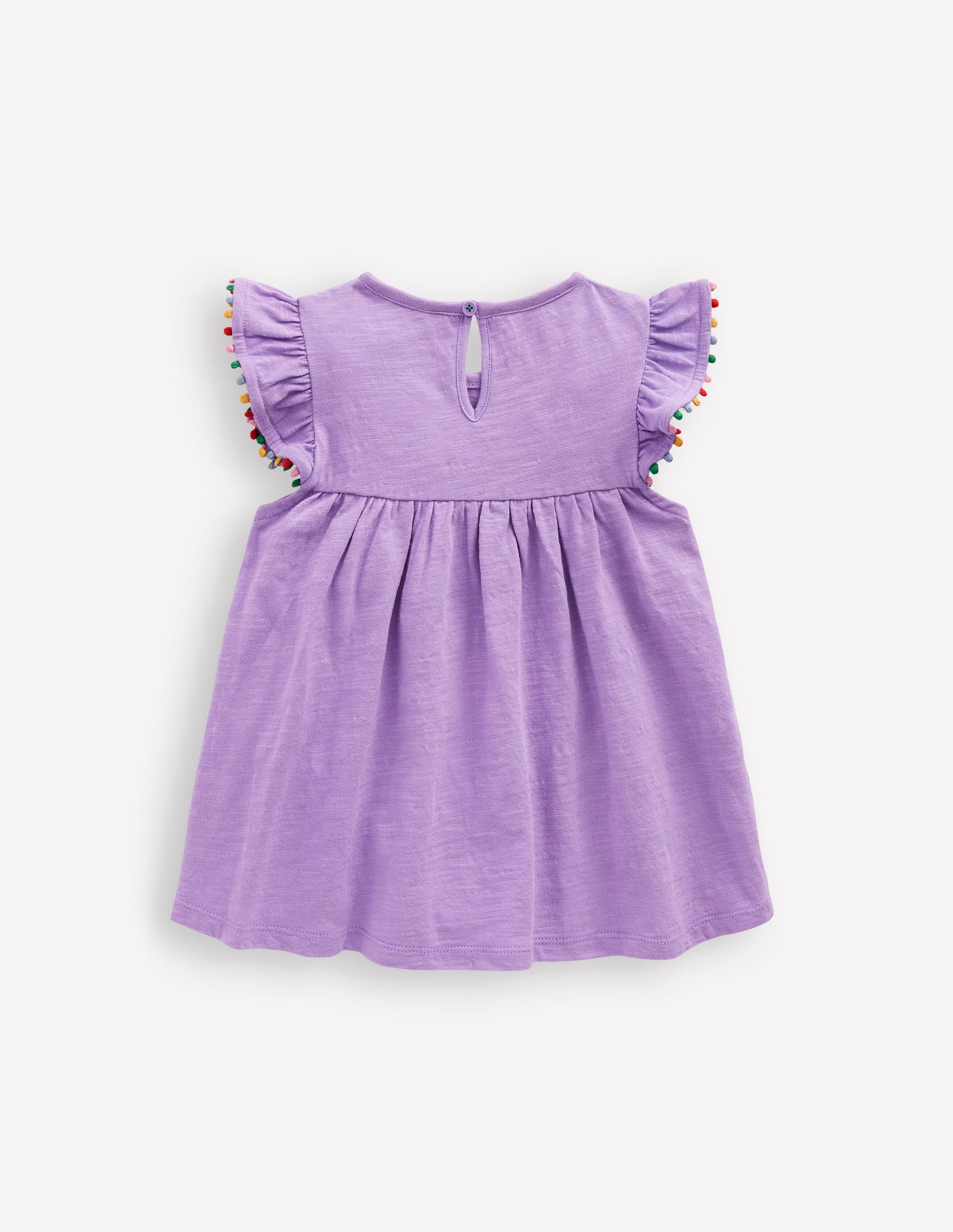 Frill Sleeve Pom Top-Parma Violet Purple-2