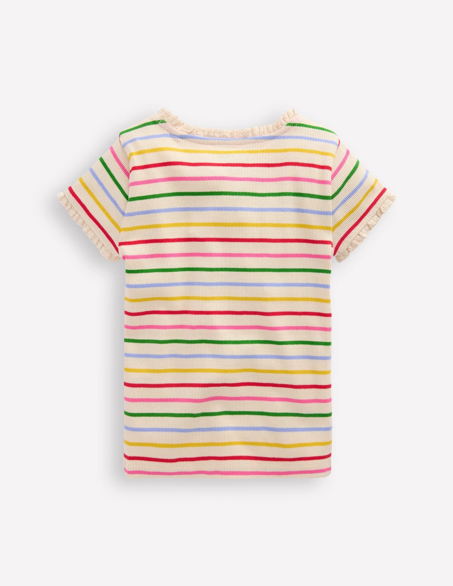 Short Sleeve Ribbed T-Shirt-Multi Stripe