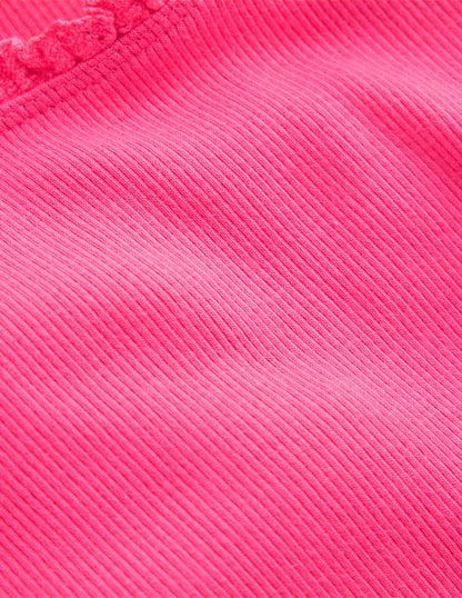 Short Sleeve Ribbed T-Shirt-Flamingo Pink