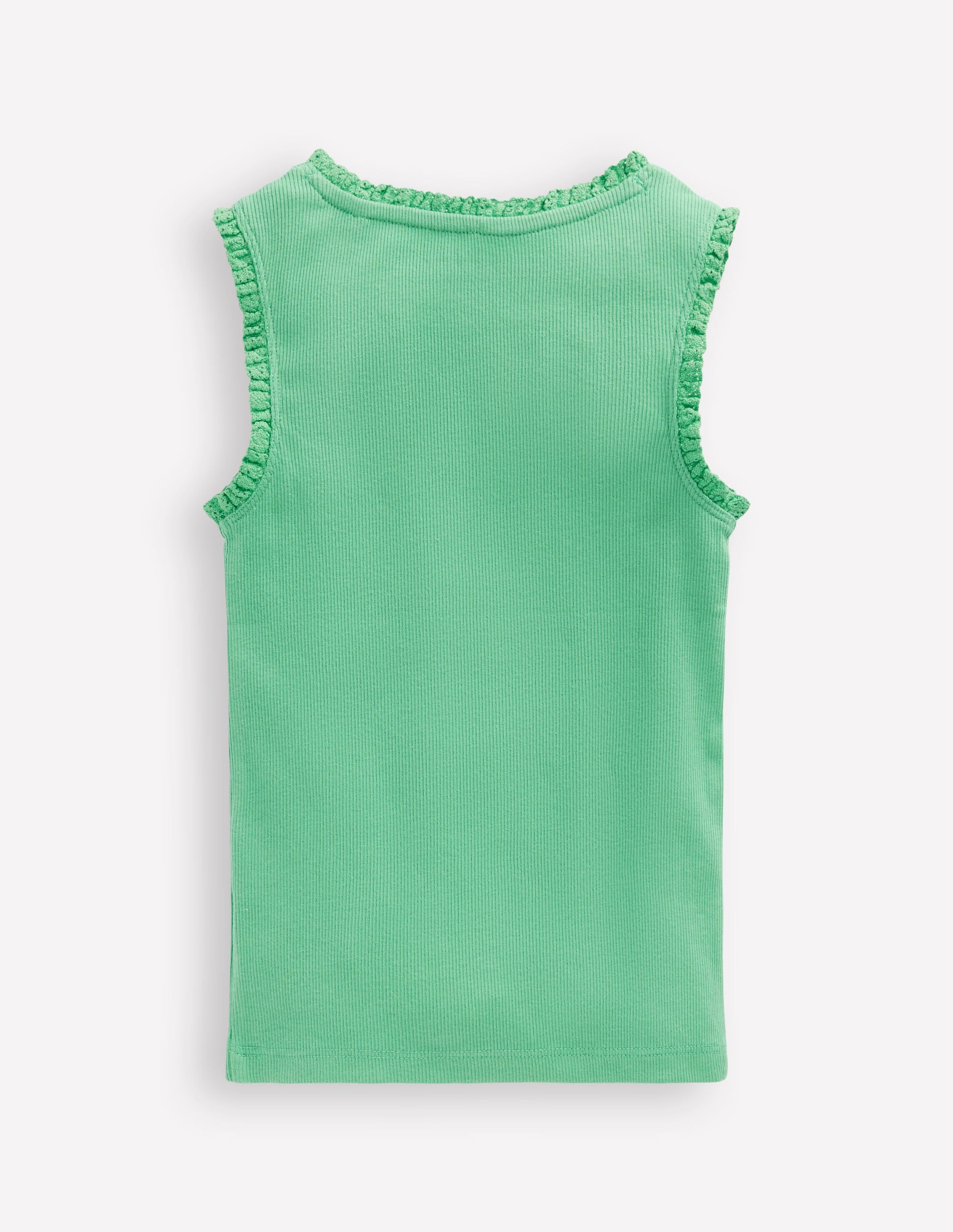 Ribbed Lace Trim Vest-Aloe Green - Image 2