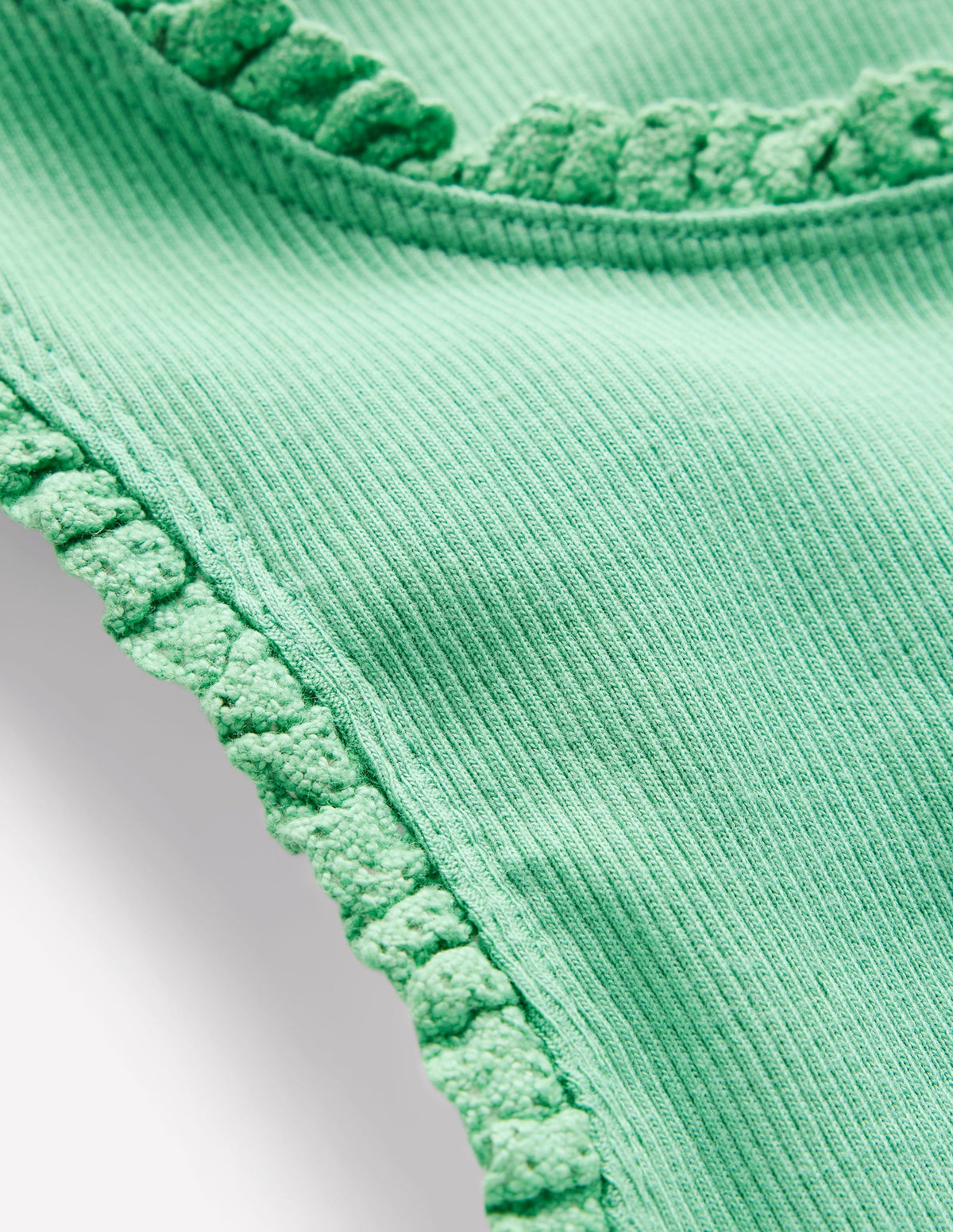 Ribbed Lace Trim Vest-Aloe Green - Image 3