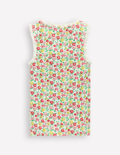 Ribbed Lace Trim Vest-Multi Summer Flowerbed-5