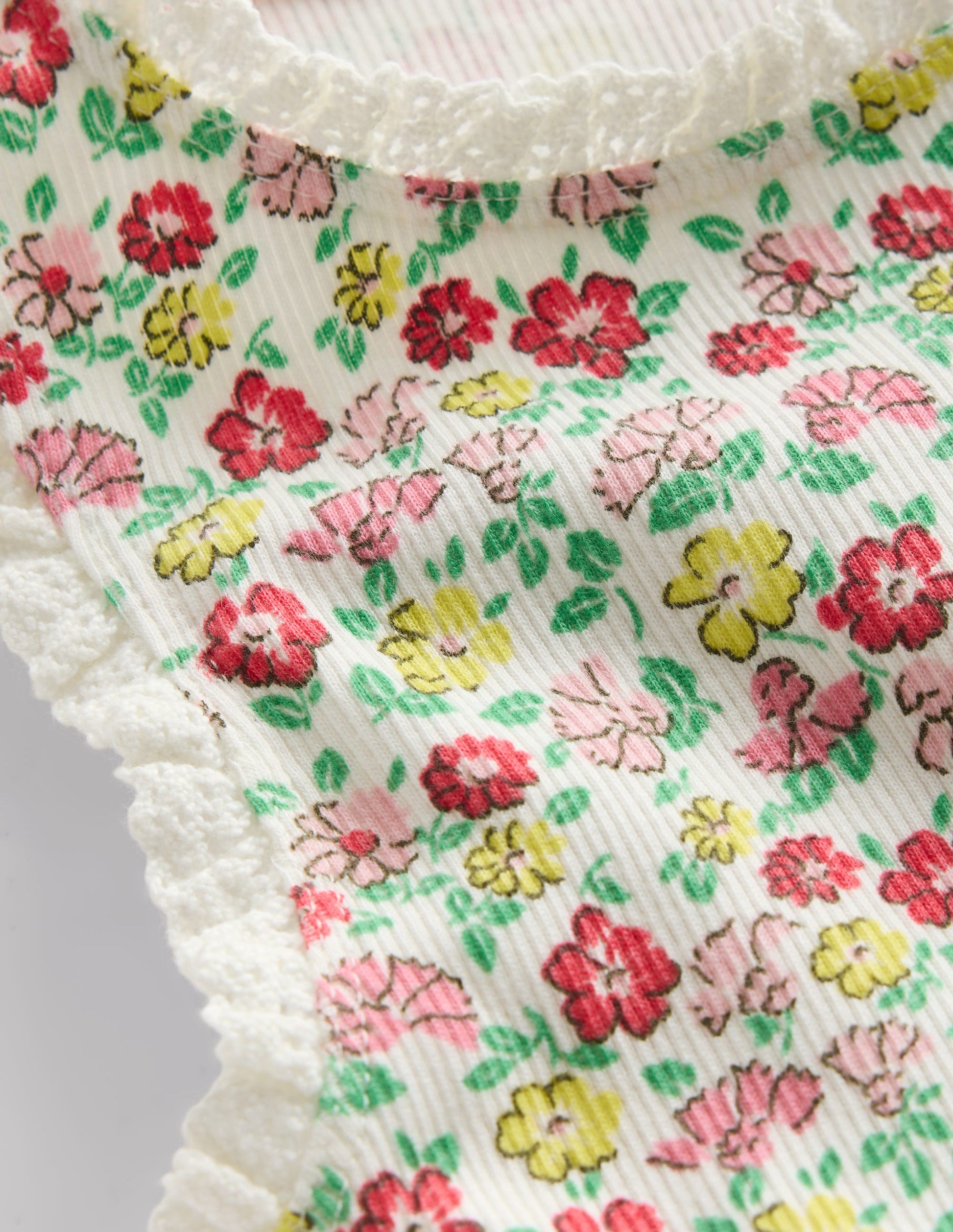 Ribbed Lace Trim Vest-Multi Summer Flowerbed-6