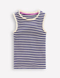 Ribbed Lace Trim Vest-Starboard Blue Stripe