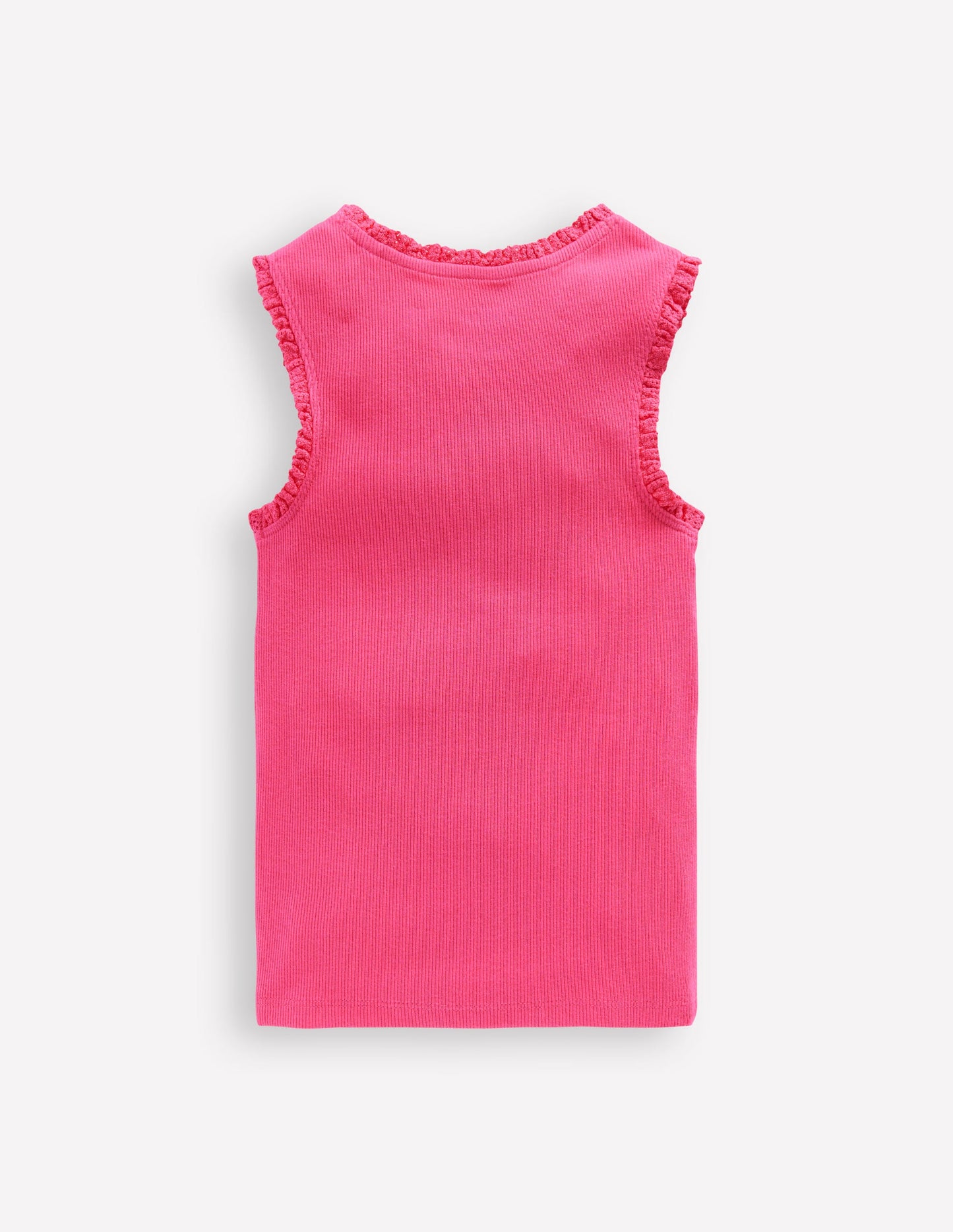 Ribbed Lace Trim Vest-Flamingo Pink