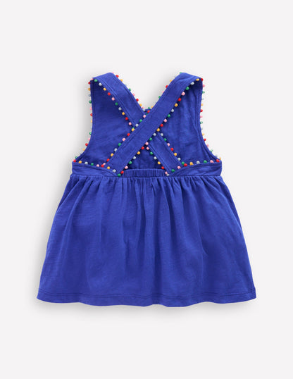 Cross-back Pom Vest-Bright Blue