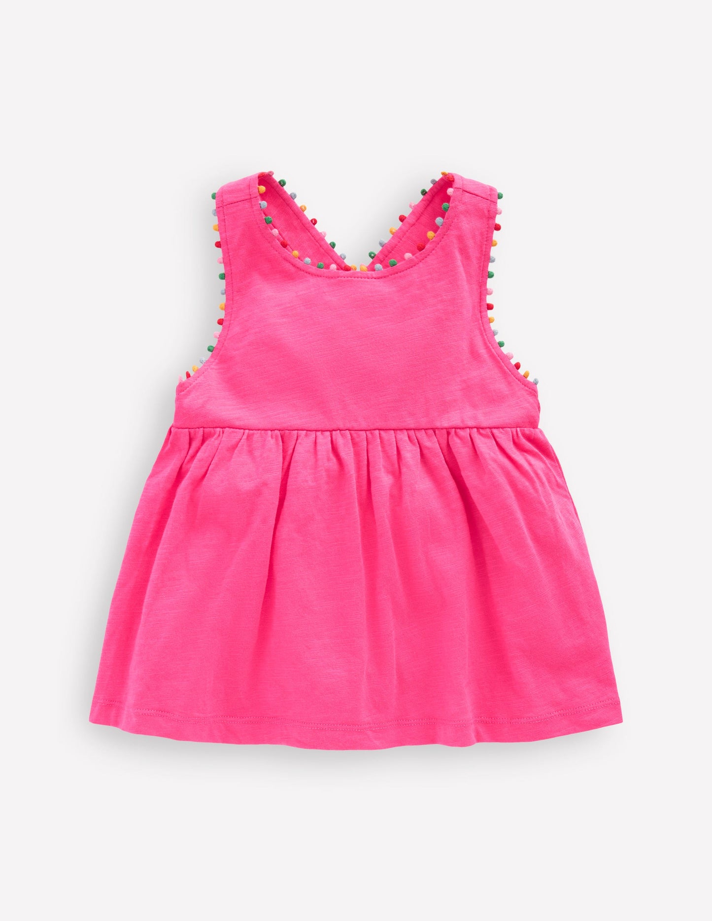 Cross-back Pom Vest-Flamingo Pink