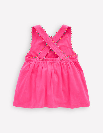 Cross-back Pom Vest-Flamingo Pink