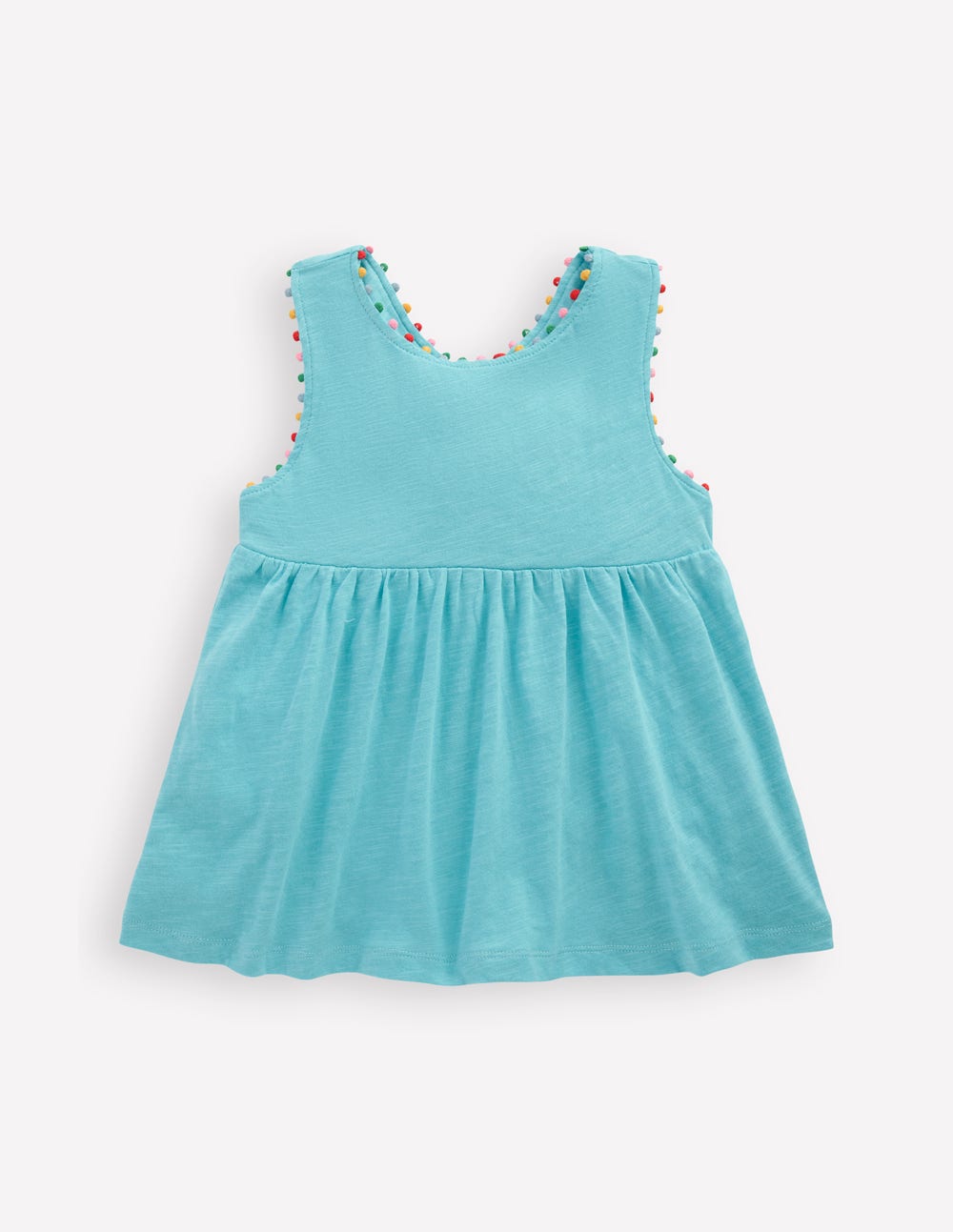 Cross-back Pom Vest-Caribbean Blue - Image 1